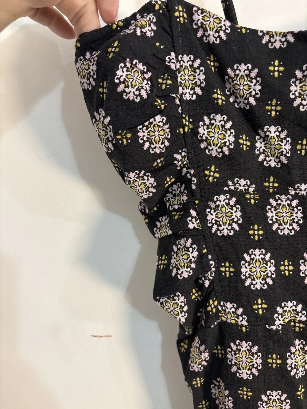 Free People Black Floral Bodycon Mini Dress with Spaghetti Straps NWT